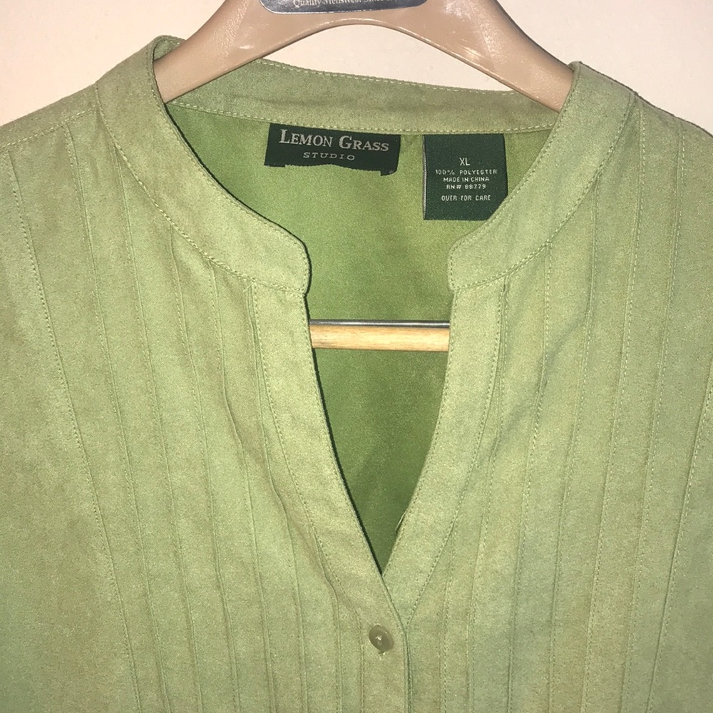 Lemon Grass Studio Light Green Soft Touch Blouse. - Picture 3 of 7